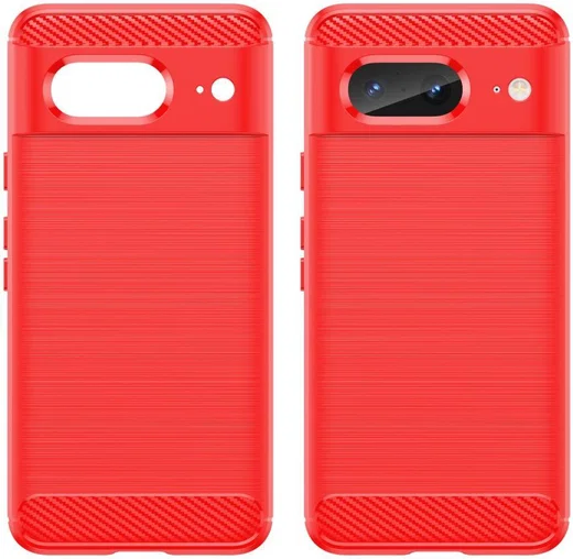 Google Pixel 8 Hoesje Geborsteld TPU Flexibele Back Cover Rood afbeelding 2