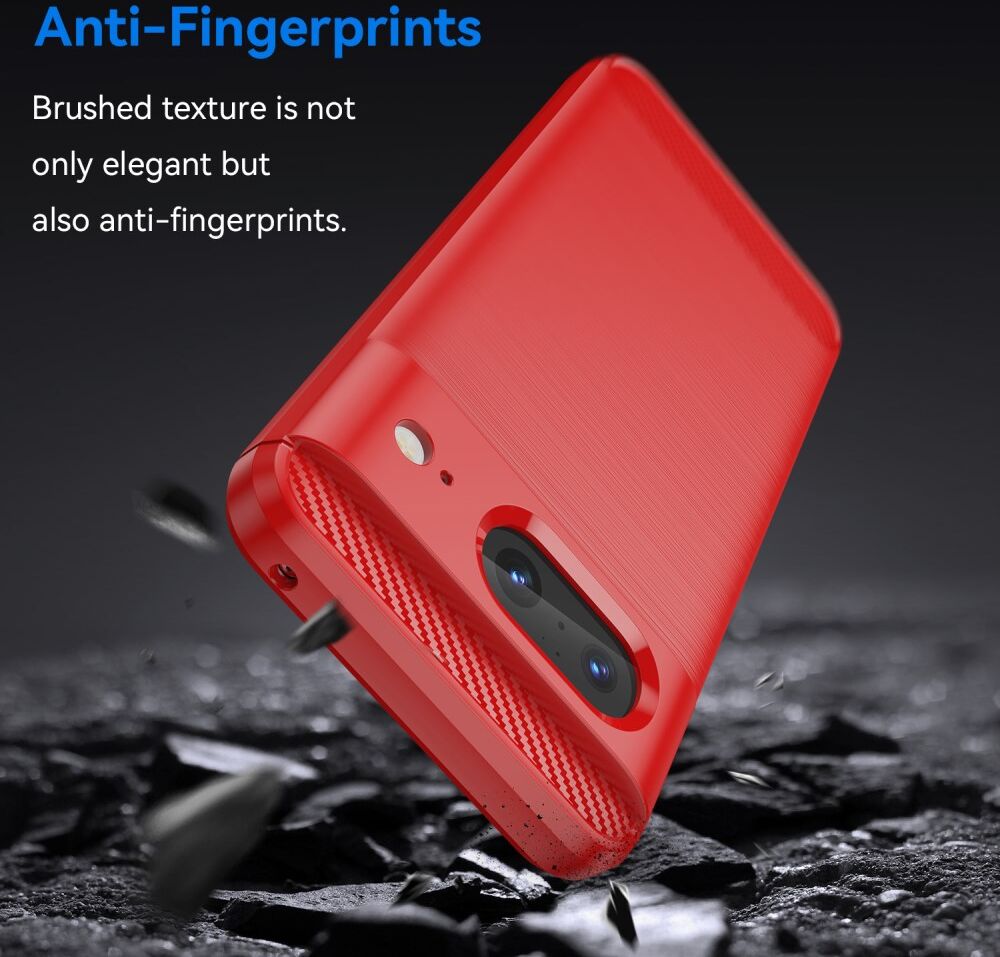 Google Pixel 8 Hoesje Geborsteld TPU Flexibele Back Cover Rood afbeelding 4