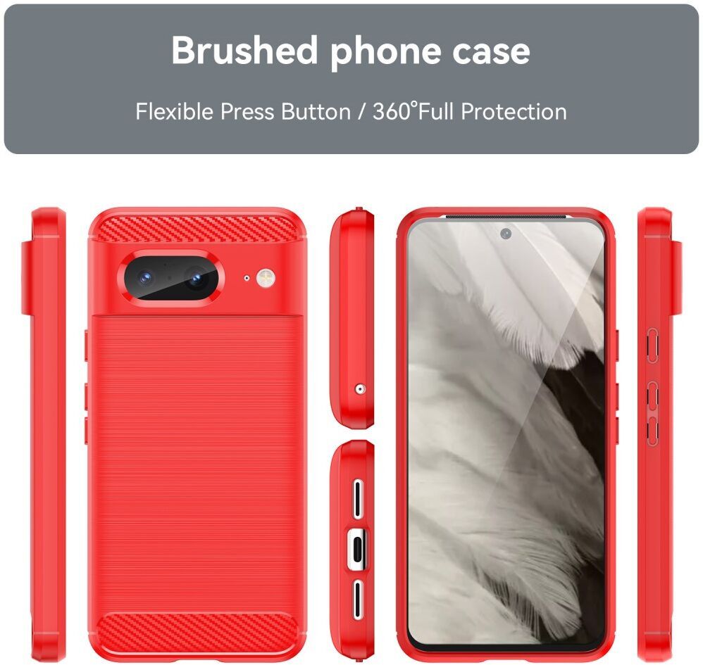Google Pixel 8 Hoesje Geborsteld TPU Flexibele Back Cover Rood afbeelding 9