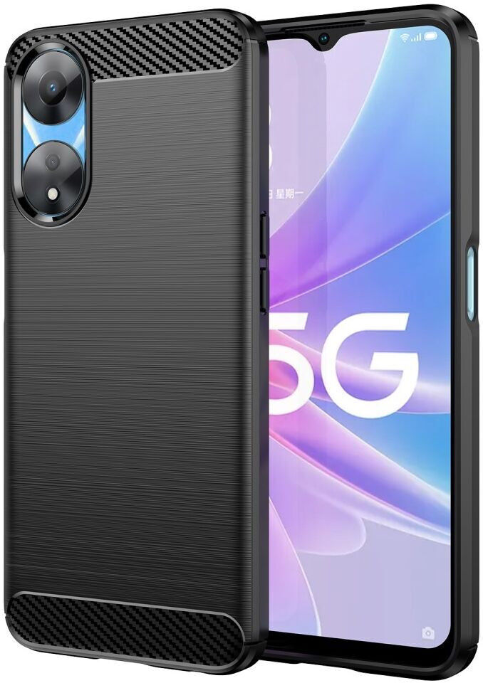 Oppo A58 5G / A78 5G Hoesje Geborsteld TPU Flexibele Back Cover Zwart afbeelding 1