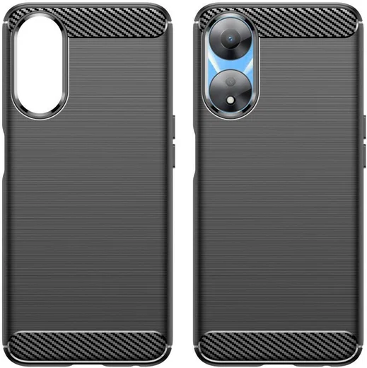 Oppo A58 5G / A78 5G Hoesje Geborsteld TPU Flexibele Back Cover Zwart afbeelding 2