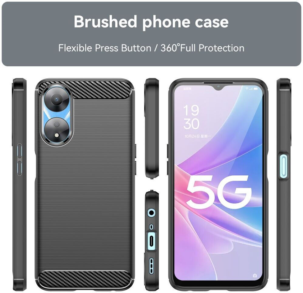 Oppo A58 5G / A78 5G Hoesje Geborsteld TPU Flexibele Back Cover Zwart afbeelding 9