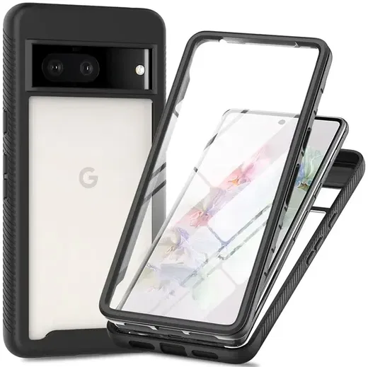 Google Pixel 8 Hoesje Full Protect 360° Cover Hybride Zwart afbeelding 1