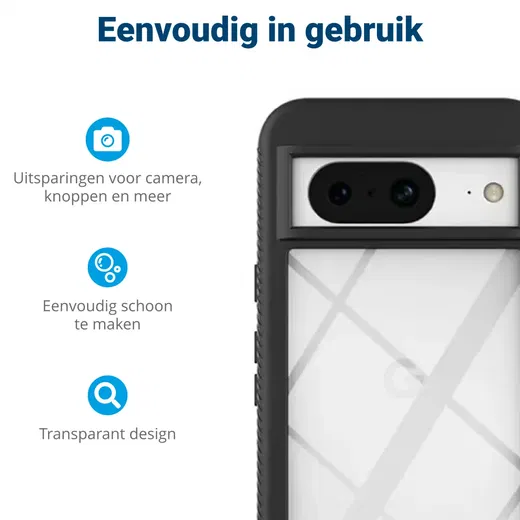 Google Pixel 8 Hoesje Full Protect 360° Cover Hybride Zwart afbeelding 5
