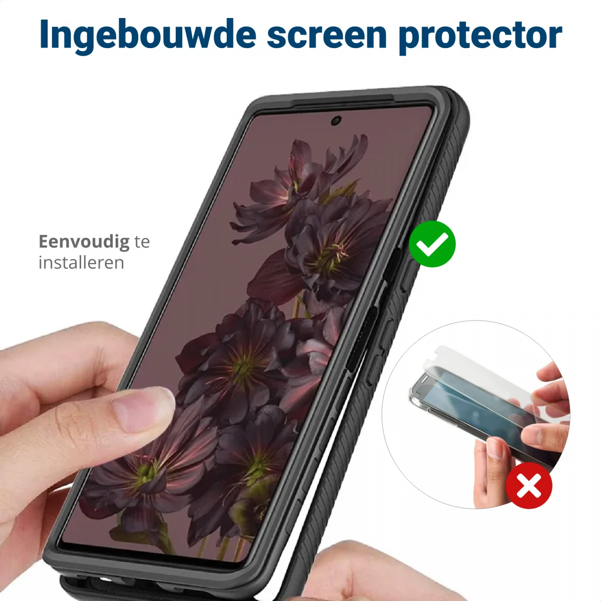 Google Pixel 8 Pro Hoesje Full Protect 360° Cover Hybride Zwart afbeelding 7