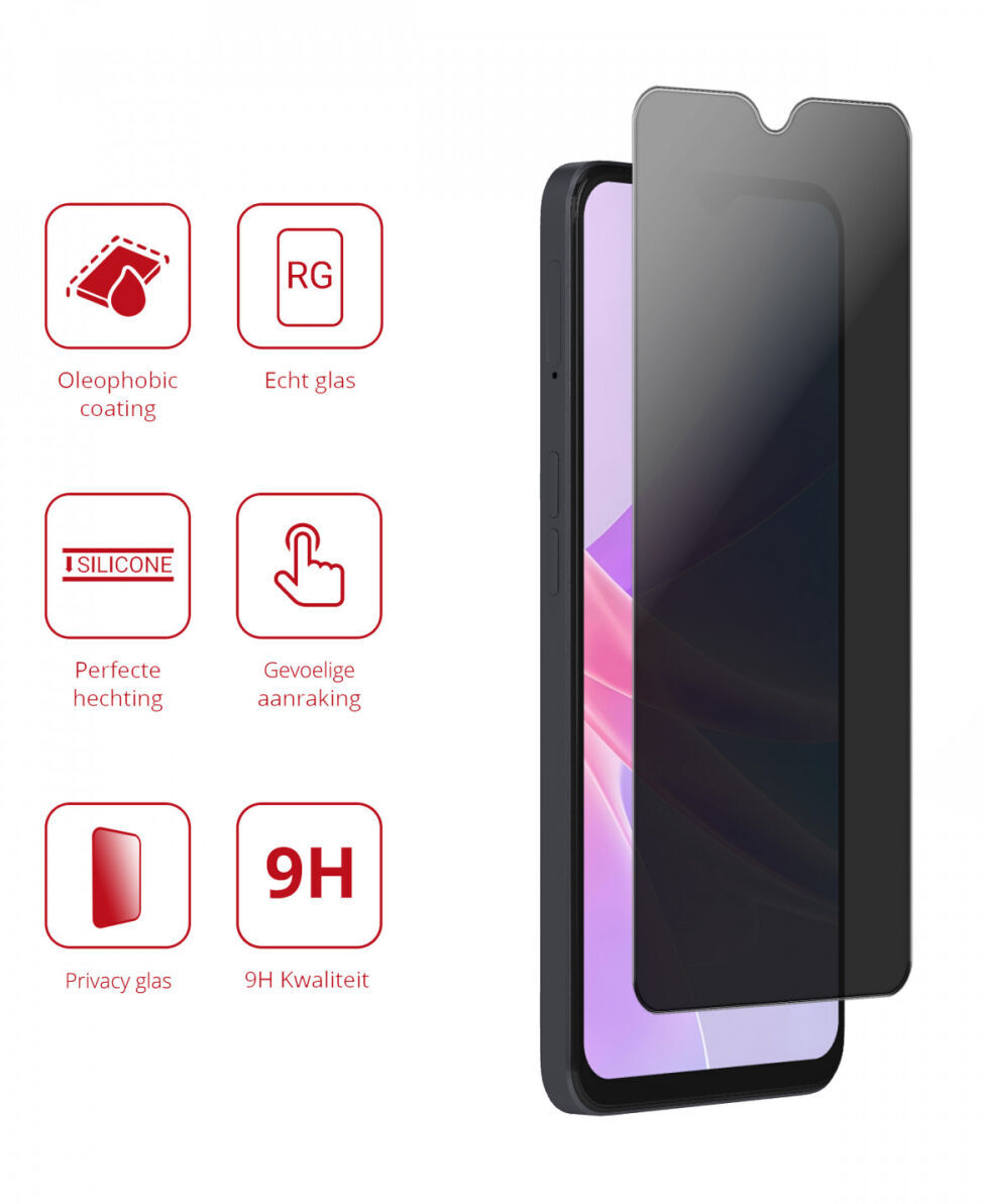 Rosso Oppo A58 5G / A78 5G 9H Tempered Glass Screen Protector Privacy afbeelding 3