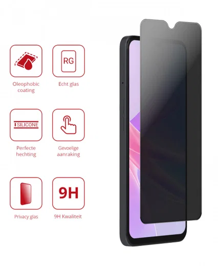 Rosso Oppo A58 5G / A78 5G 9H Tempered Glass Screen Protector Privacy afbeelding 3