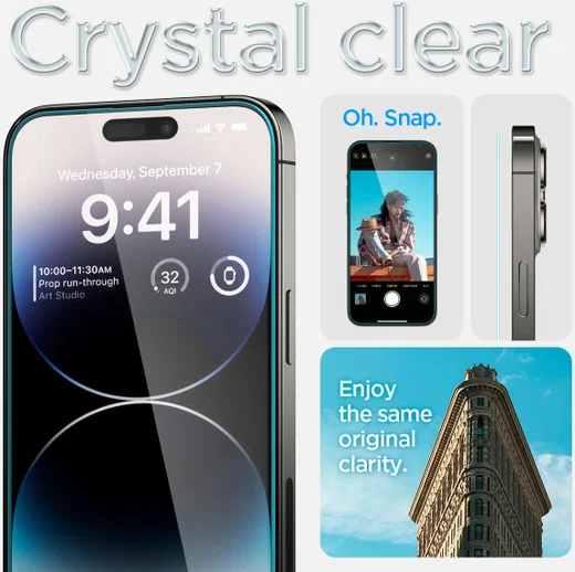 Spigen EZ Fit GLAS.tR Apple iPhone 14 Pro Screen Protector 2-Pack afbeelding 7