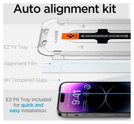 Spigen EZ Fit GLAS.tR Apple iPhone 14 Pro Max Screen Protector 2-Pack afbeelding 4