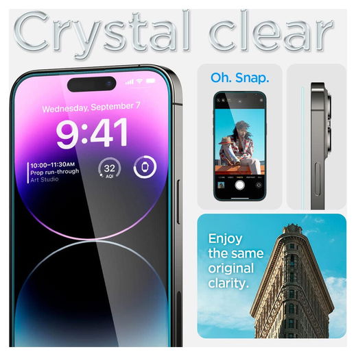 Spigen EZ Fit GLAS.tR Apple iPhone 14 Pro Max Screen Protector 2-Pack afbeelding 8