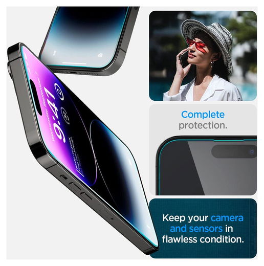 Spigen EZ Fit GLAS.tR Apple iPhone 14 Pro Max Screen Protector 2-Pack afbeelding 9
