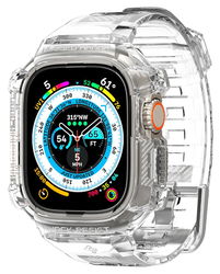Spigen Rugged Armor - Apple Watch Ultra 3/2/1 - Hoesje en Bandje - Transparant afbeelding
