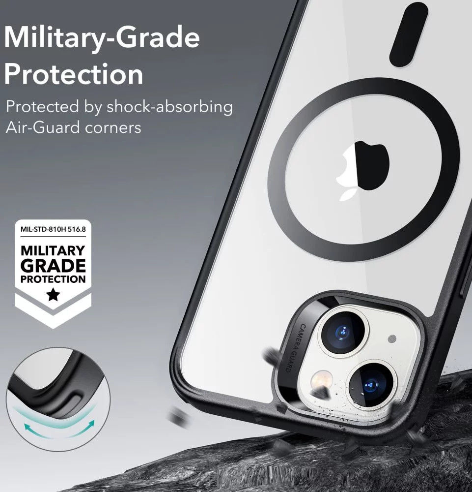 ESR Classic Hybrid Apple iPhone 14/13 Hoesje MagSafe Zwart Transparant afbeelding 4
