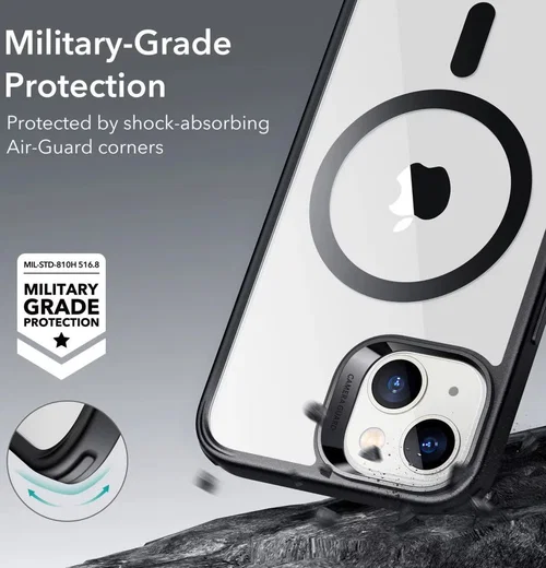 ESR Classic Hybrid Apple iPhone 14/13 Hoesje MagSafe Zwart Transparant afbeelding 4