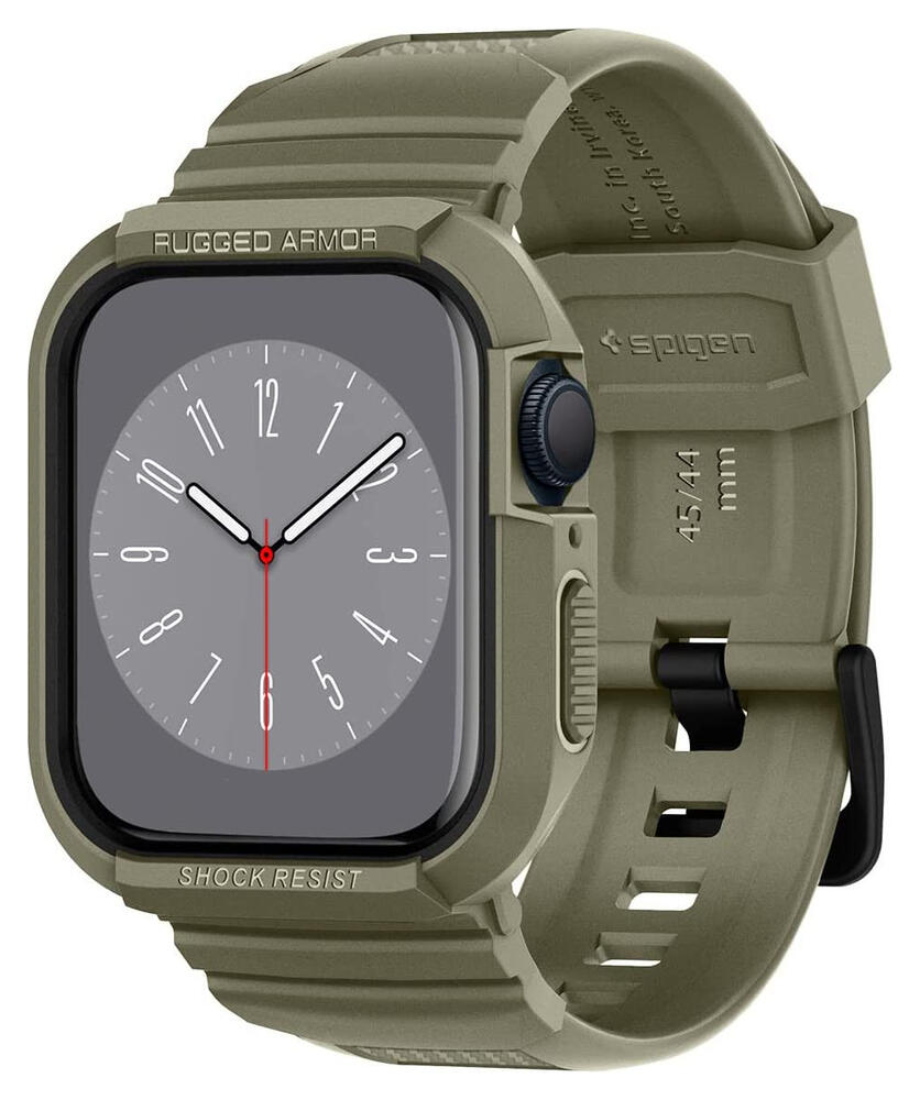 Spigen Rugged Armor Pro - Apple Watch 45MM / 44MM Hoesje en Bandje - Khaki afbeelding 1