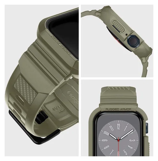 Spigen Rugged Armor Pro - Apple Watch 45MM / 44MM Hoesje en Bandje - Khaki afbeelding 10