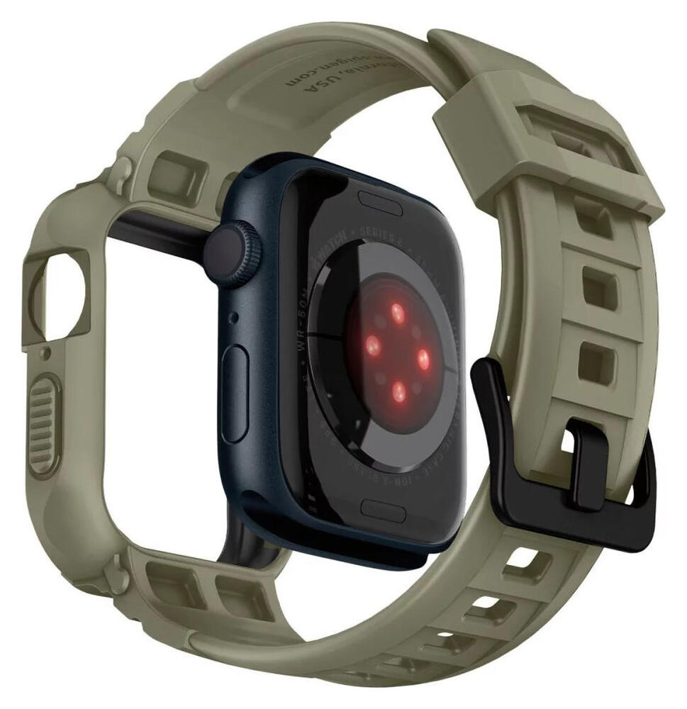 Spigen Rugged Armor Pro - Apple Watch 45MM / 44MM Hoesje en Bandje - Khaki afbeelding 11