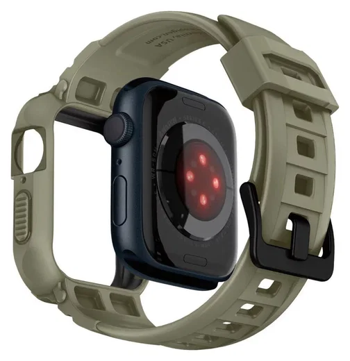 Spigen Rugged Armor Pro - Apple Watch 45MM / 44MM Hoesje en Bandje - Khaki afbeelding 11