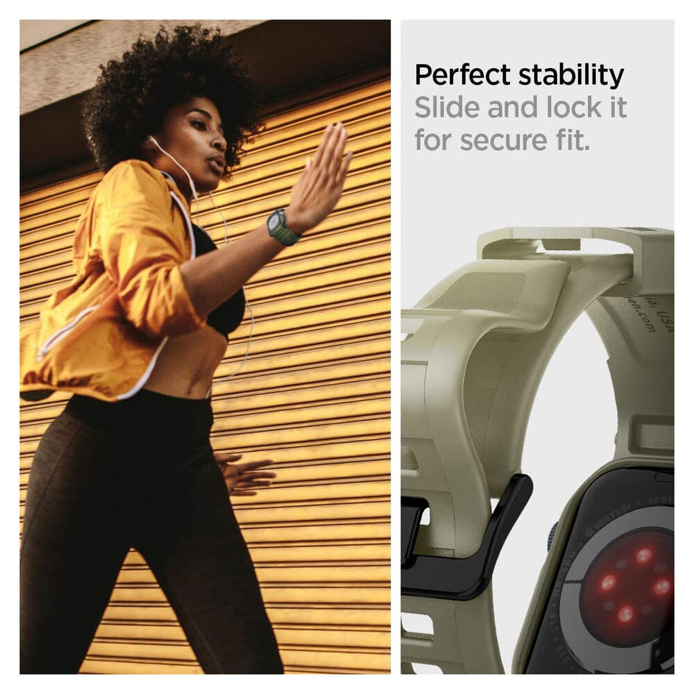 Spigen Rugged Armor Pro - Apple Watch 45MM / 44MM Hoesje en Bandje - Khaki afbeelding 7