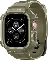 Spigen Rugged Armor - Apple Watch Ultra 3/2/1 - Hoesje en Bandje - Khaki afbeelding