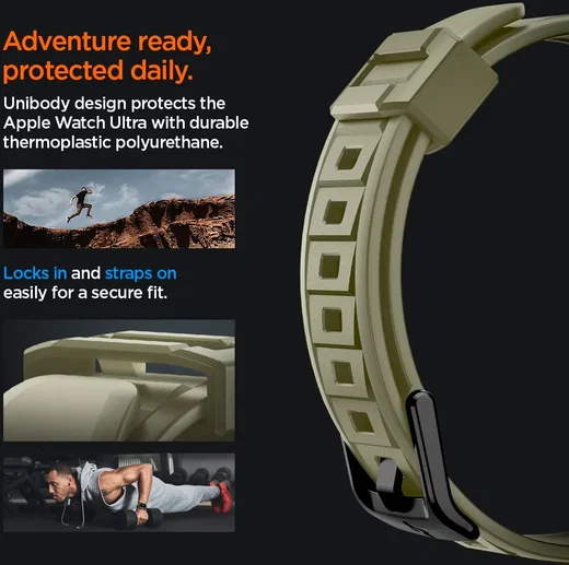 Spigen Rugged Armor - Apple Watch Ultra 3/2/1 - Hoesje en Bandje - Khaki afbeelding 5