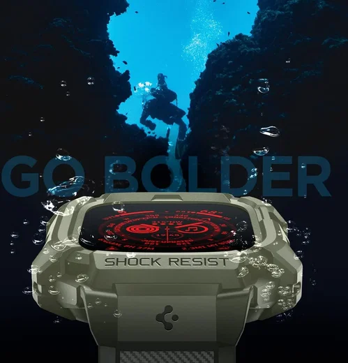 Spigen Rugged Armor - Apple Watch Ultra 3/2/1 - Hoesje en Bandje - Khaki afbeelding 7
