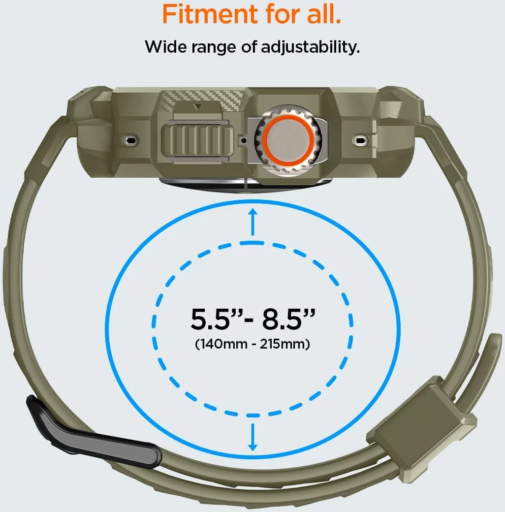Spigen Rugged Armor - Apple Watch Ultra 3/2/1 - Hoesje en Bandje - Khaki afbeelding 8