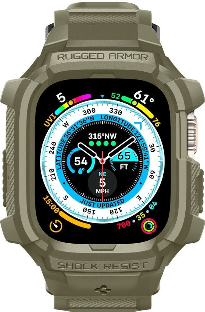 Spigen Rugged Armor - Apple Watch Ultra 3/2/1 - Hoesje en Bandje - Khaki afbeelding 11