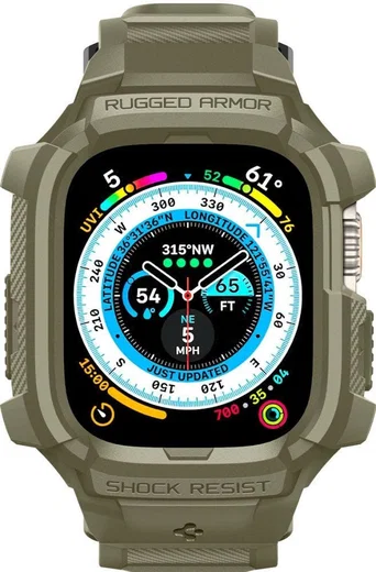 Spigen Rugged Armor - Apple Watch Ultra 3/2/1 - Hoesje en Bandje - Khaki afbeelding 11
