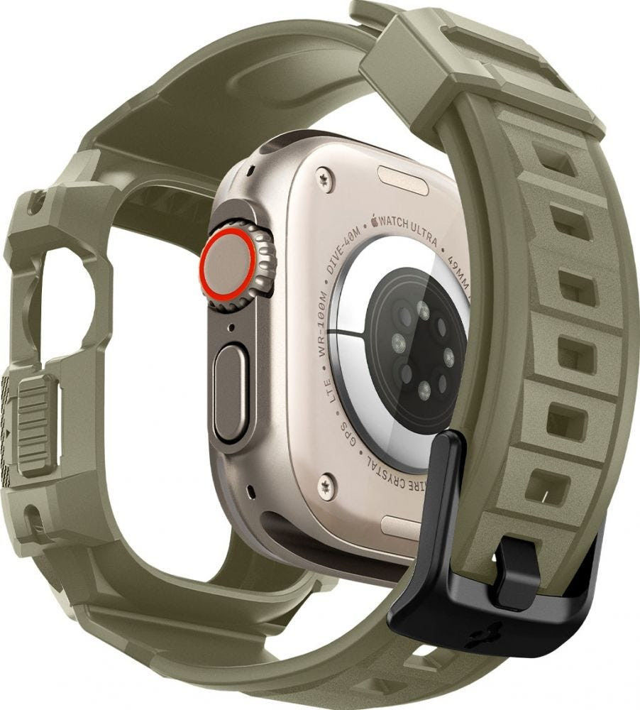 Spigen Rugged Armor - Apple Watch Ultra 3/2/1 - Hoesje en Bandje - Khaki afbeelding 2