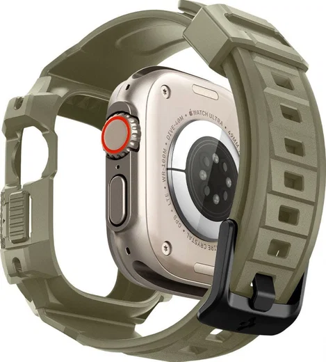 Spigen Rugged Armor - Apple Watch Ultra 3/2/1 - Hoesje en Bandje - Khaki afbeelding 2
