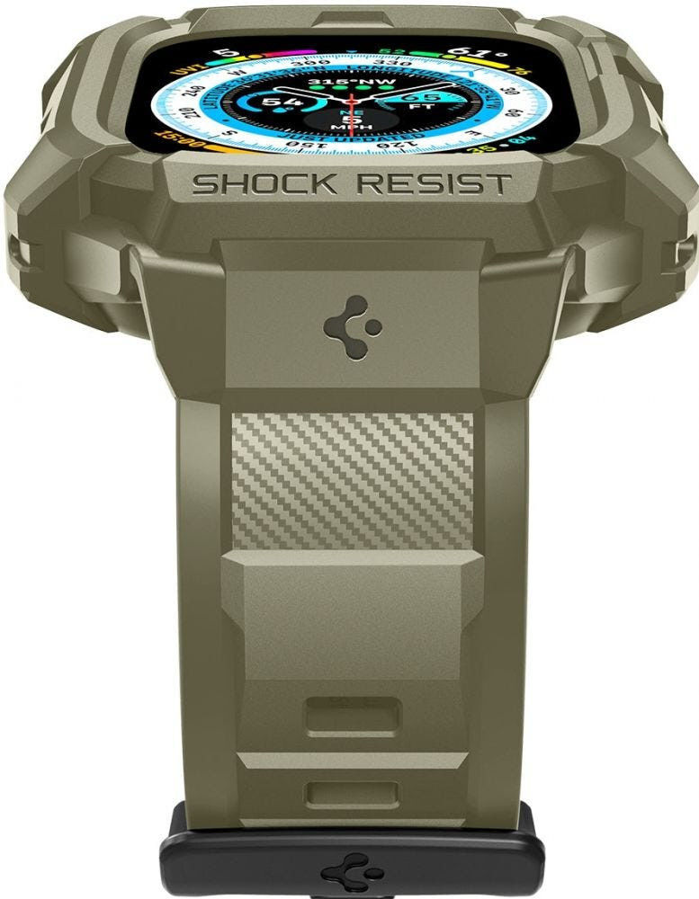 Spigen Rugged Armor - Apple Watch Ultra 3/2/1 - Hoesje en Bandje - Khaki afbeelding 12