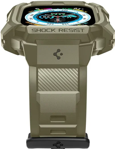Spigen Rugged Armor - Apple Watch Ultra 3/2/1 - Hoesje en Bandje - Khaki afbeelding 12