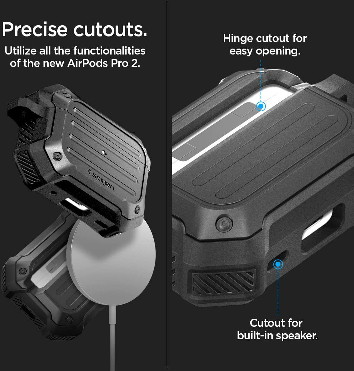 Spigen Tough Armor MagFit Apple AirPods Pro 1/2 Hoesje MagSafe Zwart afbeelding 4