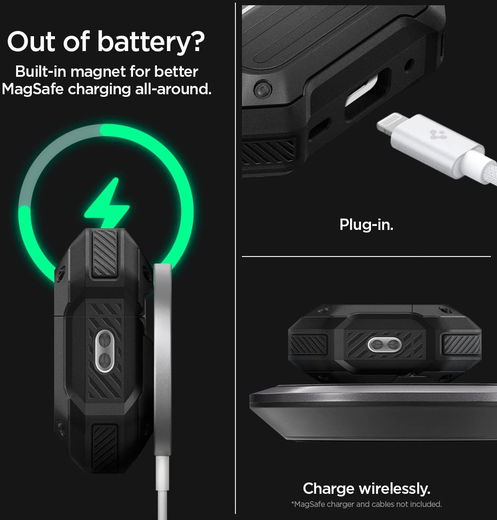 Spigen Tough Armor MagFit Apple AirPods Pro 1/2 Hoesje MagSafe Zwart afbeelding 5
