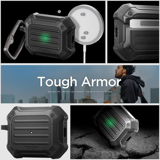 Spigen Tough Armor MagFit Apple AirPods Pro 1/2 Hoesje MagSafe Zwart afbeelding 7