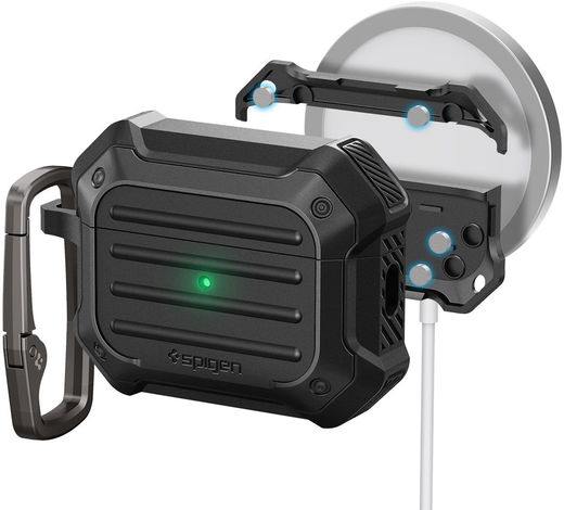 Spigen Tough Armor MagFit Apple AirPods Pro 1/2 Hoesje MagSafe Zwart afbeelding 8