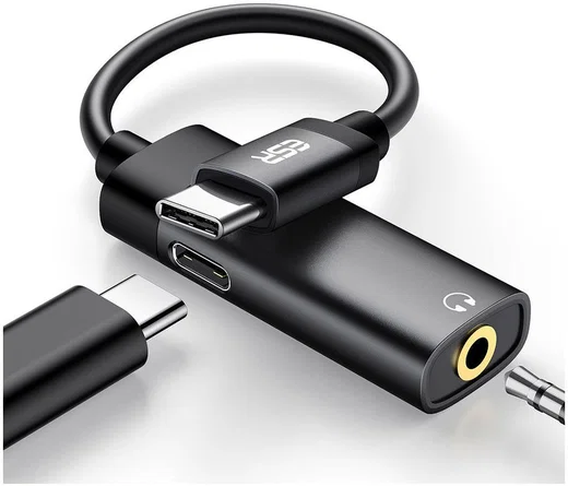 ESR USB-C naar USB-C Fast Charge + 3.5mm Jack Audio Adapter Zwart afbeelding 1