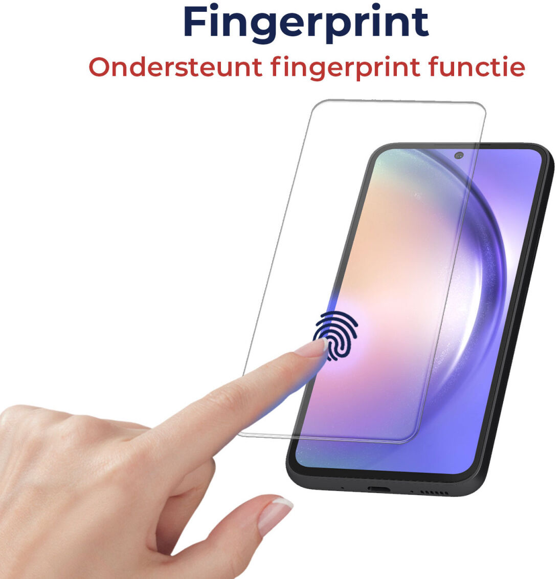 Rosso Samsung Galaxy A54 Tempered Glass Fingerprint en Case Friendly afbeelding 4