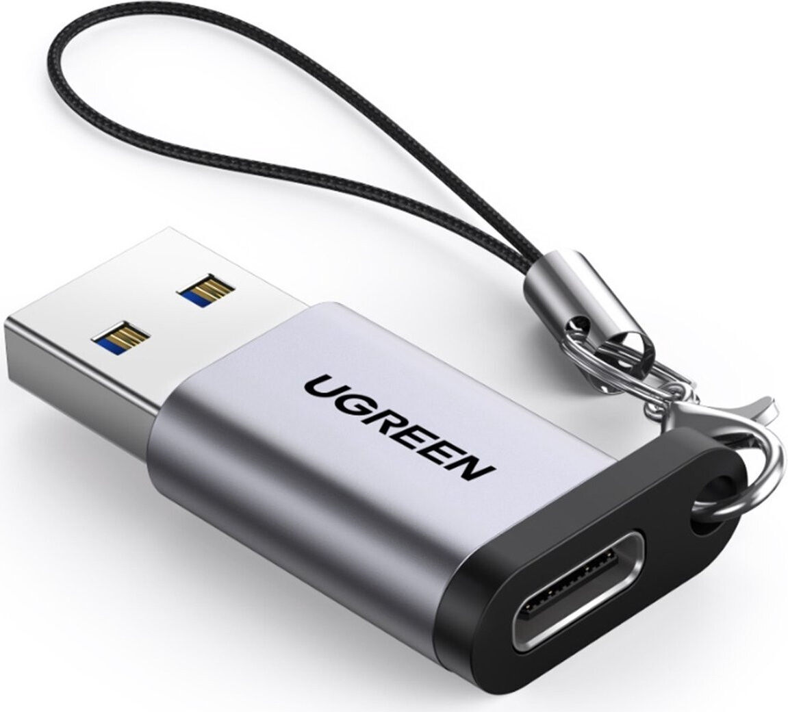 UGREEN 3A Fast Charge USB-A 3.0 naar USB-C Female Adapter 5Gbps Grijs afbeelding 1