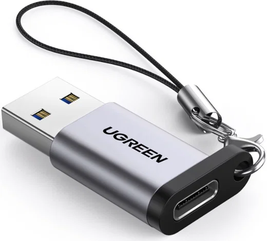 UGREEN 3A Fast Charge USB-A 3.0 naar USB-C Female Adapter 5Gbps Grijs afbeelding 1