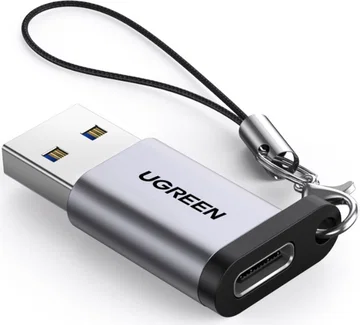 UGREEN 3A Fast Charge USB-A 3.0 naar USB-C Female Adapter 5Gbps Grijs