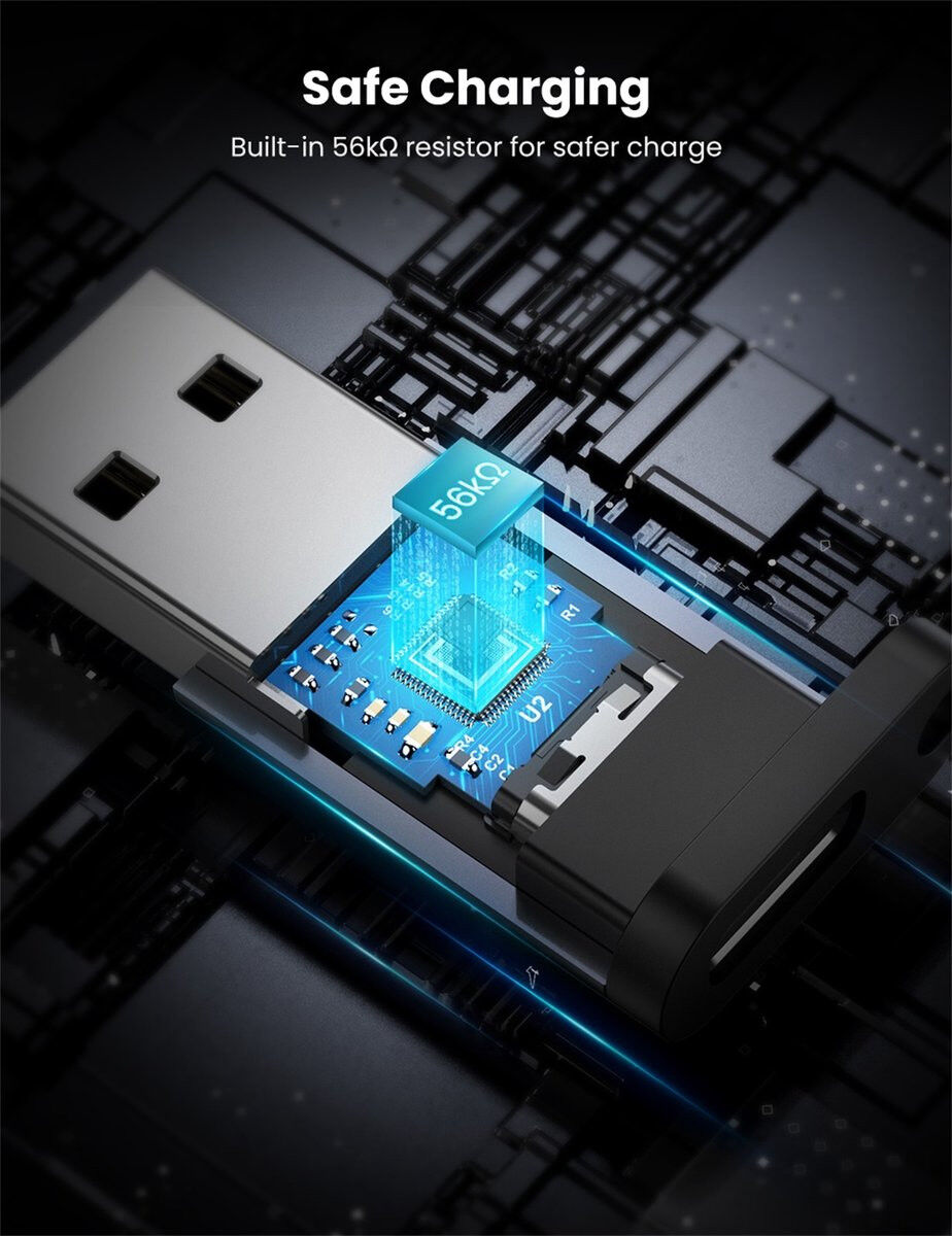UGREEN 3A Fast Charge USB-A 3.0 naar USB-C Female Adapter 5Gbps Grijs afbeelding 10