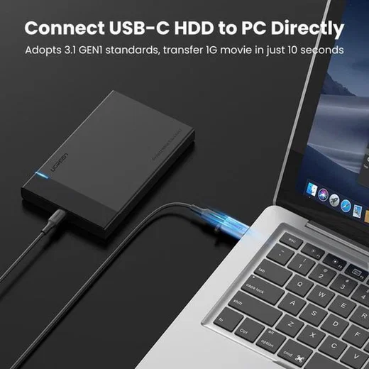UGREEN 3A Fast Charge USB-A 3.0 naar USB-C Female Adapter 5Gbps Grijs afbeelding 4