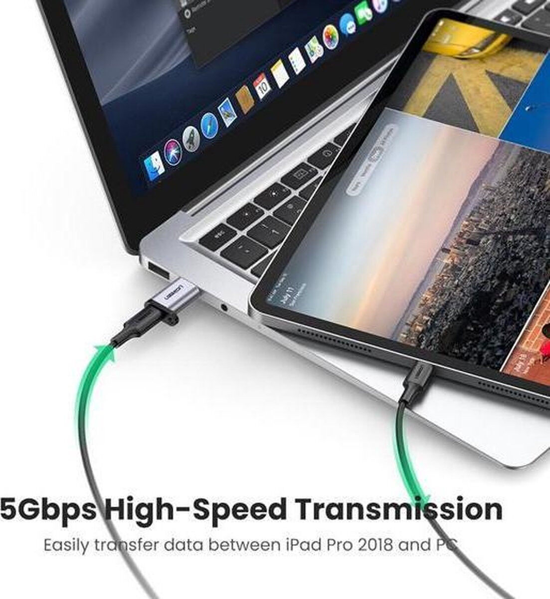 UGREEN 3A Fast Charge USB-A 3.0 naar USB-C Female Adapter 5Gbps Grijs afbeelding 7