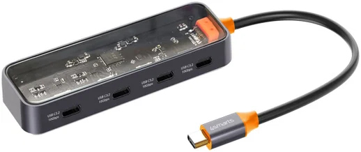 4smarts 4-in-1 USB-C naar 4x USB-C Hub 10Gbps Grijs afbeelding 1