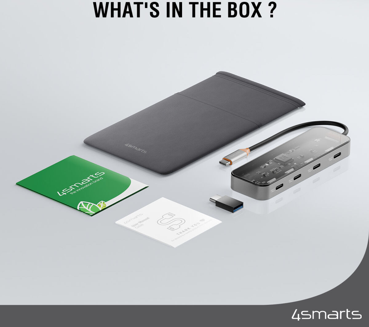 4smarts 4-in-1 USB-C naar 4x USB-C Hub 10Gbps Grijs afbeelding 8