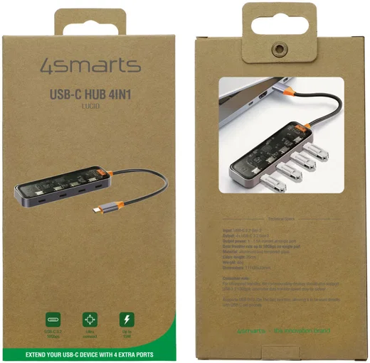 4smarts 4-in-1 USB-C naar 4x USB-C Hub 10Gbps Grijs afbeelding 9