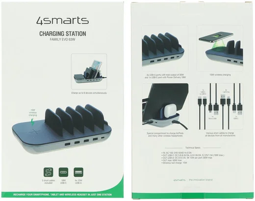 4smarts Family Evo 63W 5 Poorts Laadstation met Draadloos Laden 15W afbeelding 9
