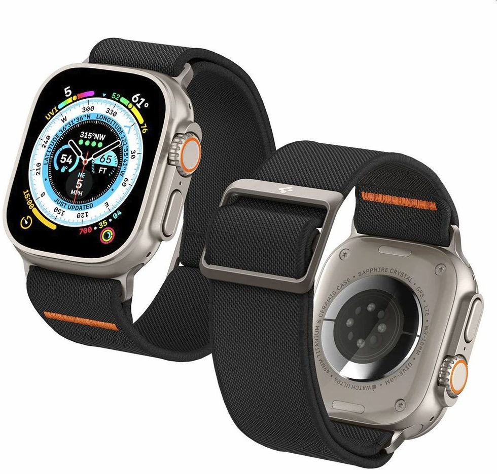 Spigen Fit Lite - Ultra Apple Watch Bandje - 42MM/44MM/45MM/49MM - Zwart afbeelding 1